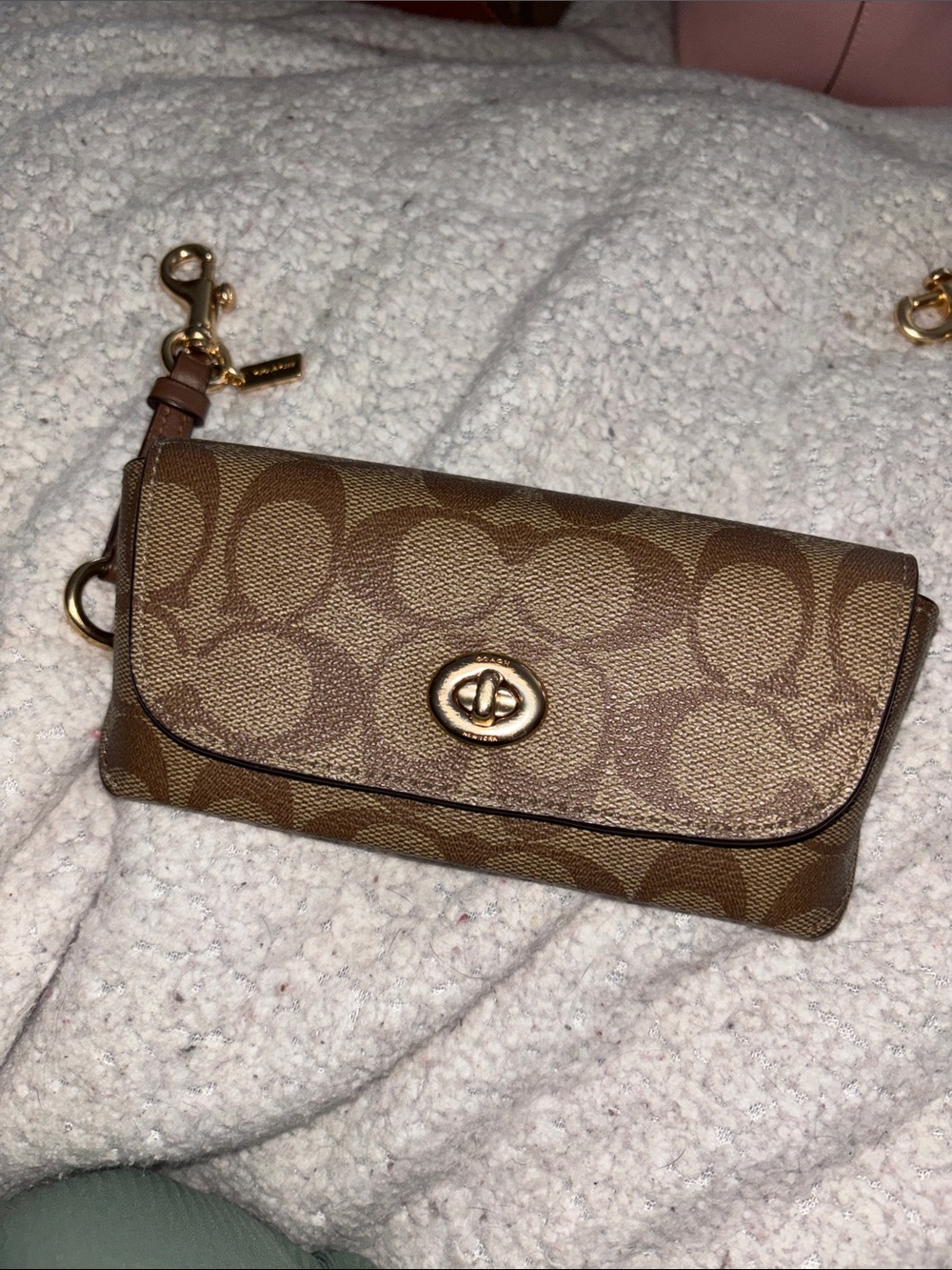 Coach eyeglass Sunglass Case turn lock with clip